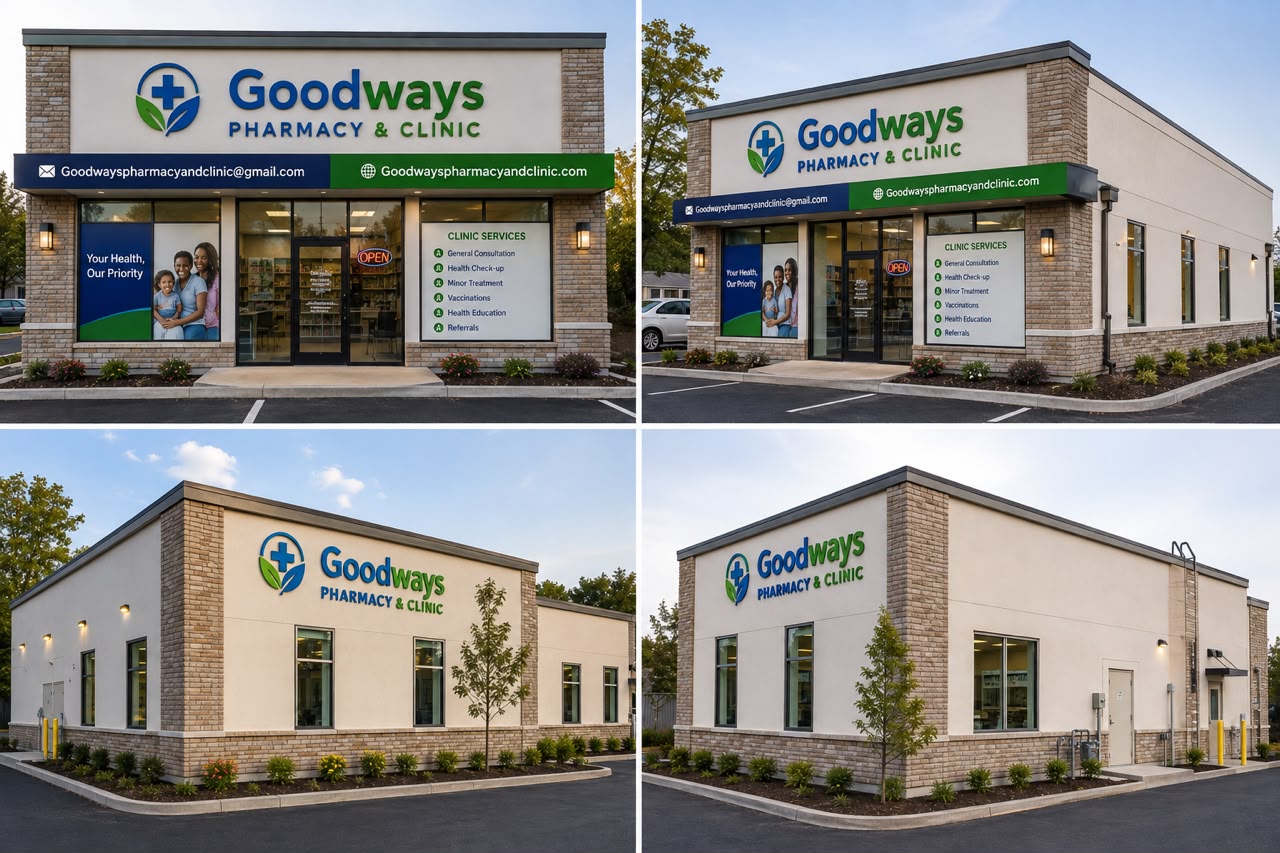 Additional exterior views of a Goodways Pharmacy and Clinic location