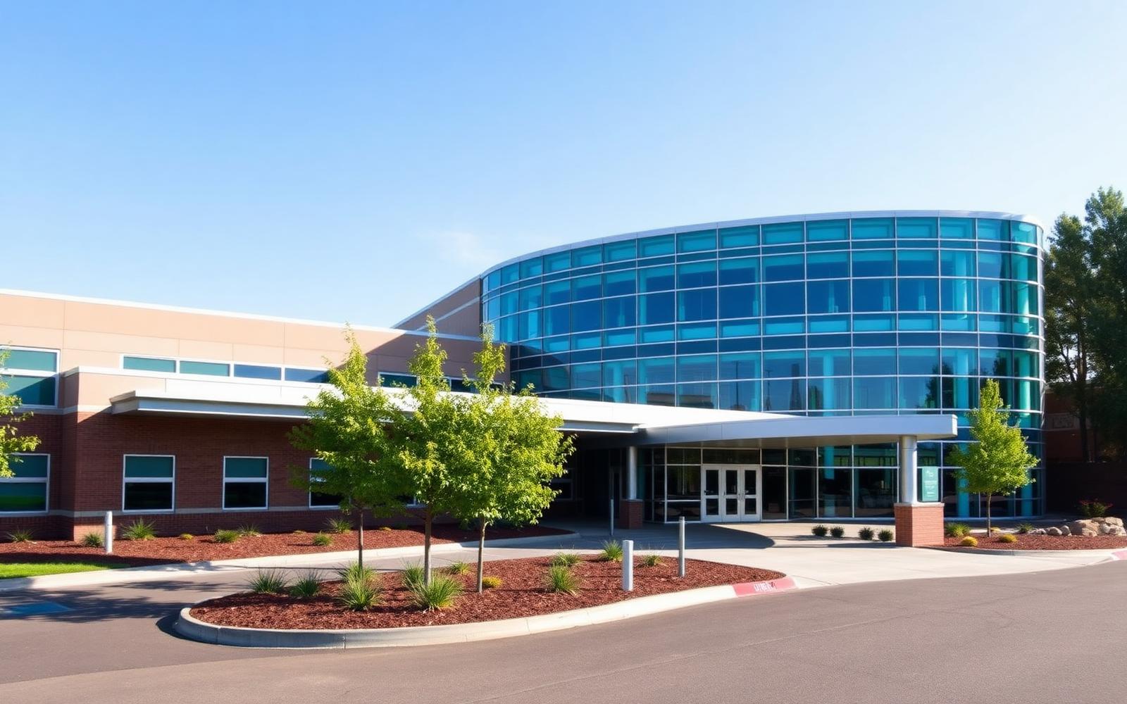 Exterior view of the Goodways main campus entrance with a covered drop-off canopy